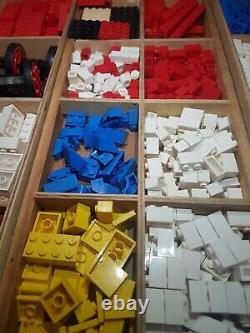 Vintage LEGO Town Plan 810-2 Continental 1960s Wooden Box Old Bricks Pieces Set