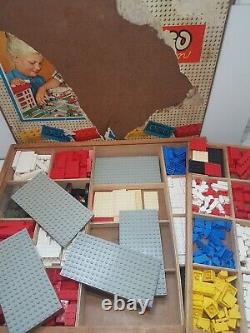 Vintage LEGO Town Plan 810-2 Continental 1960s Wooden Box Old Bricks Pieces Set