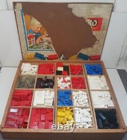 Vintage LEGO Town Plan 810-2 Continental 1960s Wooden Box Old Bricks Pieces Set