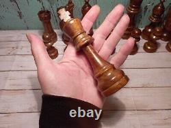 Vintage Large Wooden Staunton Petrushkin Chess Set Boxed 13.5cm / 5.3 King 70`s