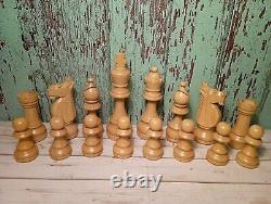 Vintage Large Wooden Staunton Petrushkin Chess Set Boxed 13.5cm / 5.3 King 70`s