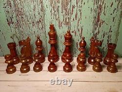 Vintage Large Wooden Staunton Petrushkin Chess Set Boxed 13.5cm / 5.3 King 70`s