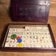 Vintage Mah Jong Chinese Gaming Set In Wooden Box Bamboo & Bone