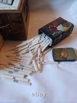 Vintage Mah Jong Game Set in Wooden Box 148 Butterscotch Tiles Mahjong Jongg