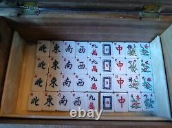 Vintage Mah Jong Game Set in Wooden Box 148 Butterscotch Tiles Mahjong Jongg