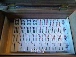 Vintage Mah Jong Game Set in Wooden Box 148 Butterscotch Tiles Mahjong Jongg