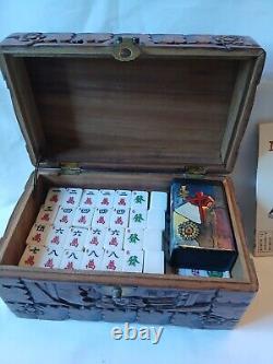 Vintage Mah Jong Game Set in Wooden Box 148 Butterscotch Tiles Mahjong Jongg