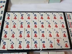 Vintage Mah Jong Game Set in Wooden Box 148 Large Tiles Book Stick Mahjong Jongg