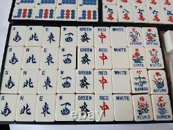 Vintage Mah Jong Game Set in Wooden Box 148 Large Tiles Book Stick Mahjong Jongg