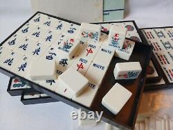 Vintage Mah Jong Game Set in Wooden Box 148 Large Tiles Book Stick Mahjong Jongg