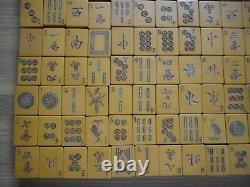 Vintage Mah Jong Mahjong Butterscotch Bakelite 144 Tile Wooden Boxed Set