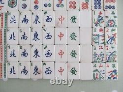 Vintage Mah Jong Set Complete With 144 Bone / Bamboo Tiles Wooden Box Mah Jongg