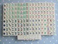 Vintage Mah Jong Set With 152 Bone & Bamboo Tiles In A Wooden Box Mah Jongg