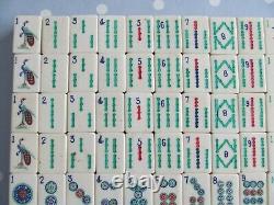 Vintage Mah Jong Set With 152 Bone & Bamboo Tiles In A Wooden Box Mah Jongg