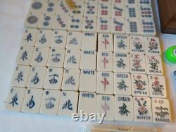 Vintage Mah Jong Set Wooden Box 148 Large Tiles Book Mahjong Jongg PART SEALED