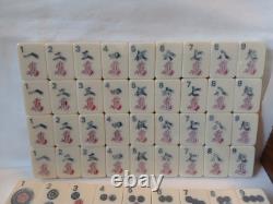 Vintage Mah Jong Set Wooden Box 148 Large Tiles Book Mahjong Jongg PART SEALED