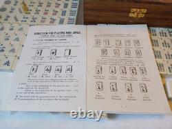 Vintage Mah Jong Set Wooden Box 148 Large Tiles Book Mahjong Jongg PART SEALED