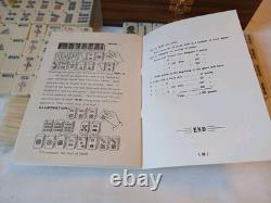 Vintage Mah Jong Set Wooden Box 148 Large Tiles Book Mahjong Jongg PART SEALED