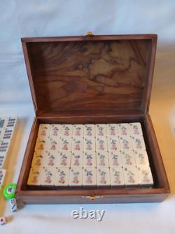Vintage Mah Jong Set Wooden Box 148 Large Tiles Book Mahjong Jongg PART SEALED