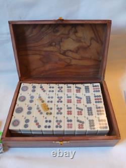 Vintage Mah Jong Set Wooden Box 148 Large Tiles Book Mahjong Jongg PART SEALED