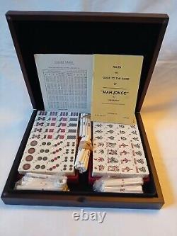 Vintage Mah Jong Set in Wooden Box 144 Tiles Most Stil Sealed Sticks MAHJONG