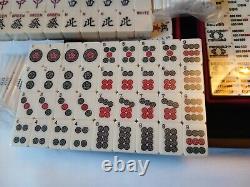 Vintage Mah Jong Set in Wooden Box 144 Tiles Most Stil Sealed Sticks MAHJONG