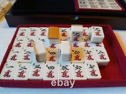 Vintage Mah Jong Set in Wooden Box 144 Tiles Most Stil Sealed Sticks MAHJONG