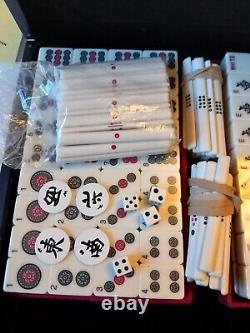 Vintage Mah Jong Set in Wooden Box 144 Tiles Most Stil Sealed Sticks MAHJONG