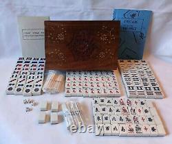 Vintage Mah Jong Set in Wooden Box 148 Bamboo Backed Tiles Book Mahjong Jongg 2