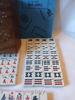 Vintage Mah Jong Set in Wooden Box 148 Bamboo Backed Tiles Book Mahjong Jongg 2