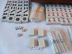 Vintage Mah Jong Set in Wooden Box 148 Bamboo Backed Tiles Book Mahjong Jongg 2