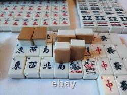 Vintage Mah Jong Set in Wooden Box 148 Bamboo Backed Tiles Book Mahjong Jongg 2