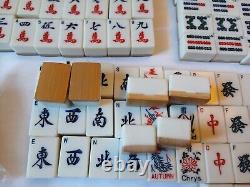 Vintage Mah Jong Set in Wooden Box 148 Bamboo Backed Tiles Book Mahjong Jongg 2