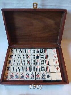 Vintage Mah Jong Set in Wooden Box 148 Bamboo Backed Tiles Book Mahjong Jongg 2