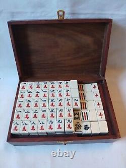 Vintage Mah Jong Set in Wooden Box 148 Bamboo Backed Tiles Book Mahjong Jongg 2