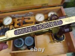 Vintage Milne Hornet Acetylene Cutting Torch Complete Set In Wooden Box