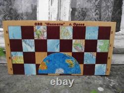 Vintage Painted Russian Army & Navy Wooden Chess Set & Box Board Soviet USSR