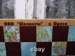 Vintage Painted Russian Army & Navy Wooden Chess Set & Box Board Soviet USSR