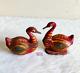 Vintage Primitive Handmade Painted Swan Shape Kumkum Wooden Box Set Of 2 Wd992