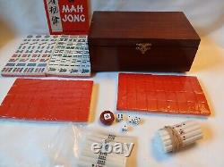 Vintage Red Mah Jong Set in Wooden Box 144 Tiles (SEALED) Mahjong Jongg Rare