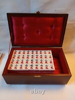 Vintage Red Mah Jong Set in Wooden Box 144 Tiles (SEALED) Mahjong Jongg Rare