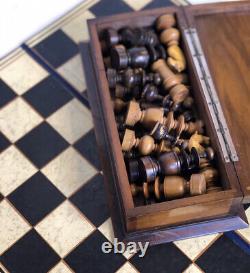 Vintage Regency Wooden Chess Set / Folding Board / Original Box / 3.5 King