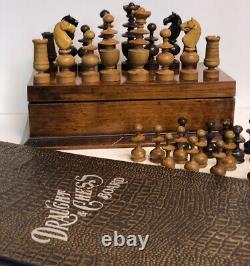 Vintage Regency Wooden Chess Set / Folding Board / Original Box / 3.5 King