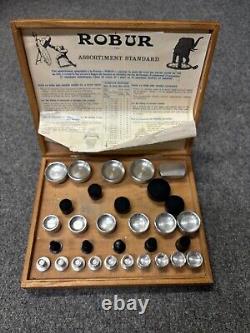 Vintage Robur Full Set Of Watch Glass Fitting Dies In Wooden Box (uk Only)