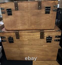 Vintage Set Of 2 Wooden /Rattan Boxes
