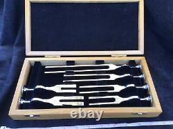 Vintage Set Of Precision Ear Tuning Forks In Wooden Box