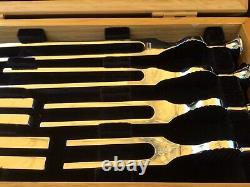 Vintage Set Of Precision Ear Tuning Forks In Wooden Box