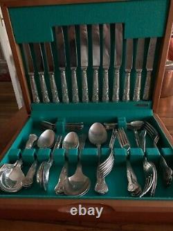 Vintage Set Of Silver Plated High Quality Cutlery Kings Pattern Wooden Box