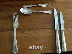 Vintage Set Of Silver Plated High Quality Cutlery Kings Pattern Wooden Box