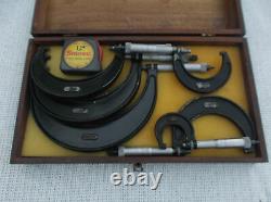 Vintage Set Starrett 0-6 Micrometer Set #436 With S & W Wooden Box